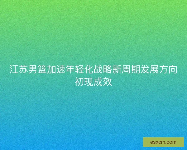 江苏男篮加速年轻化战略新周期发展方向初现成效